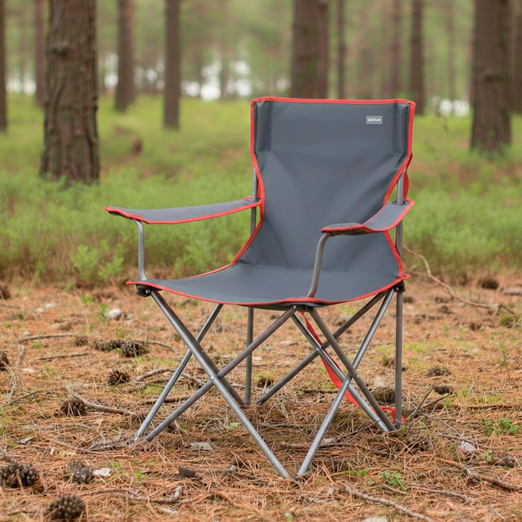 Aktive Camping Sedia da campeggio pieghevole, grigio scuro, 47x47x82 cm 3/7
