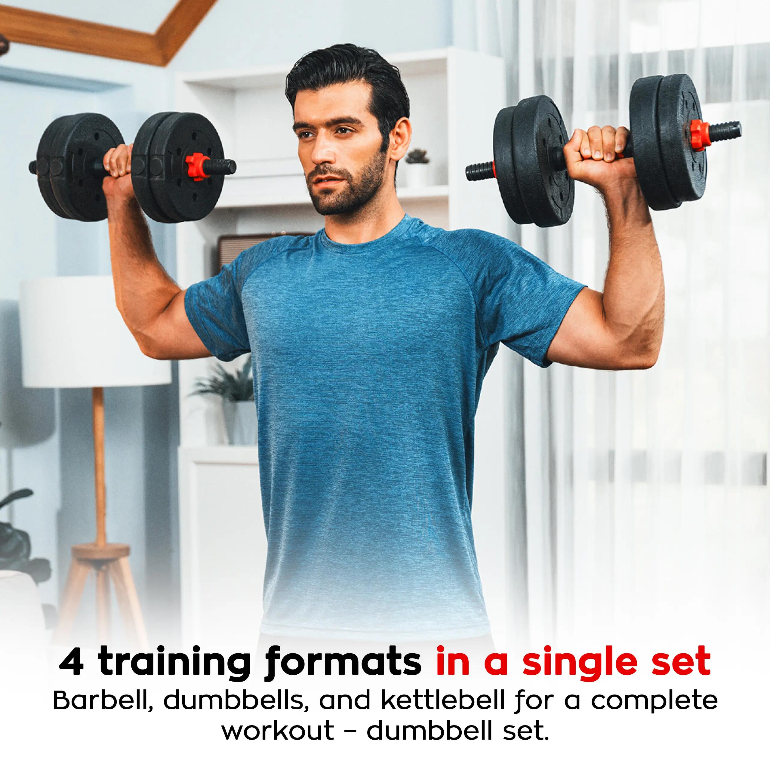 Trainingshanteln verstellbare Lion 25 Athler Langhantel und Kettlebell 20kg 4in1 8/10