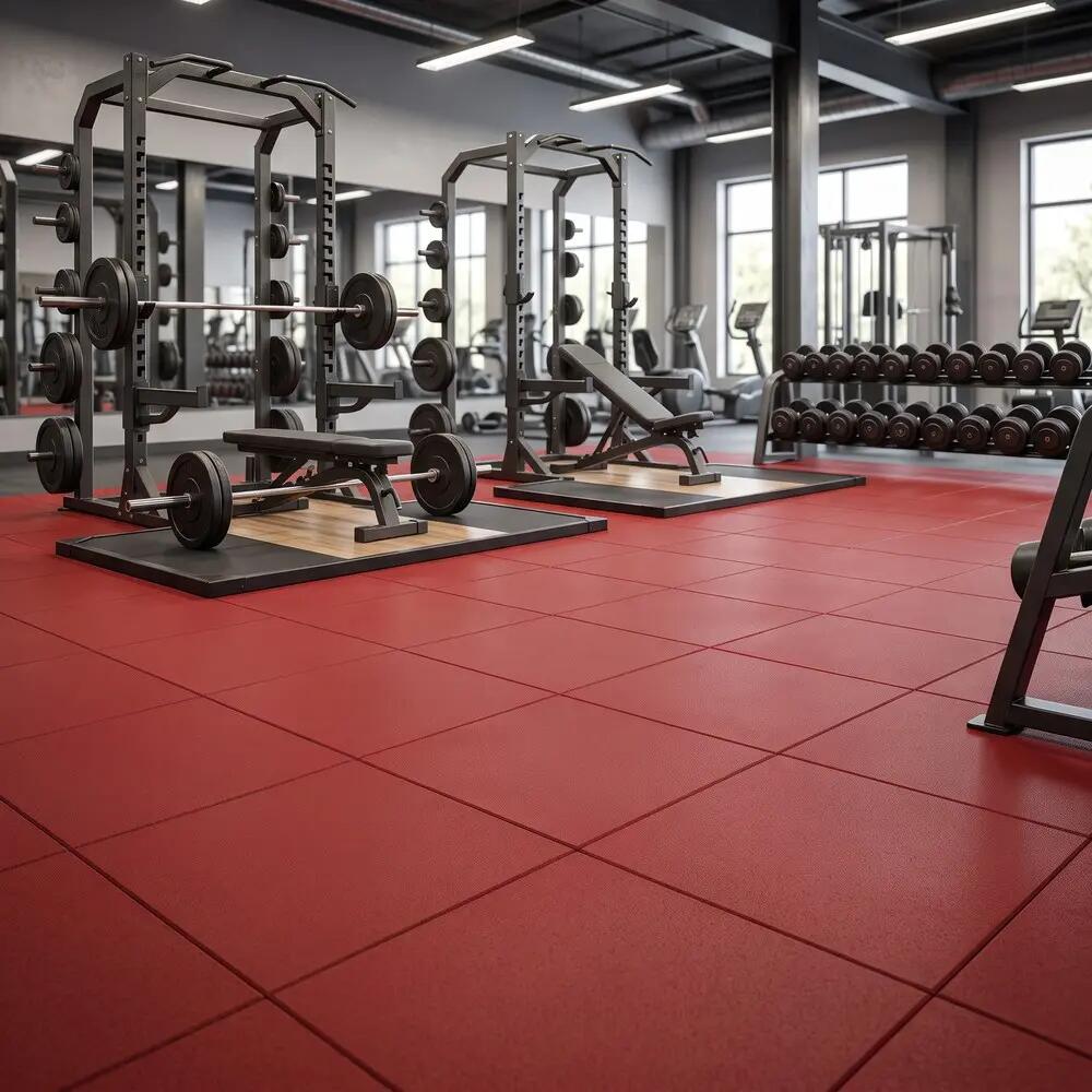 ARQUICAUCHO Losetas de Caucho para Gimnasio Pack 2. 50x50cm x 20mm Rojo 6/8