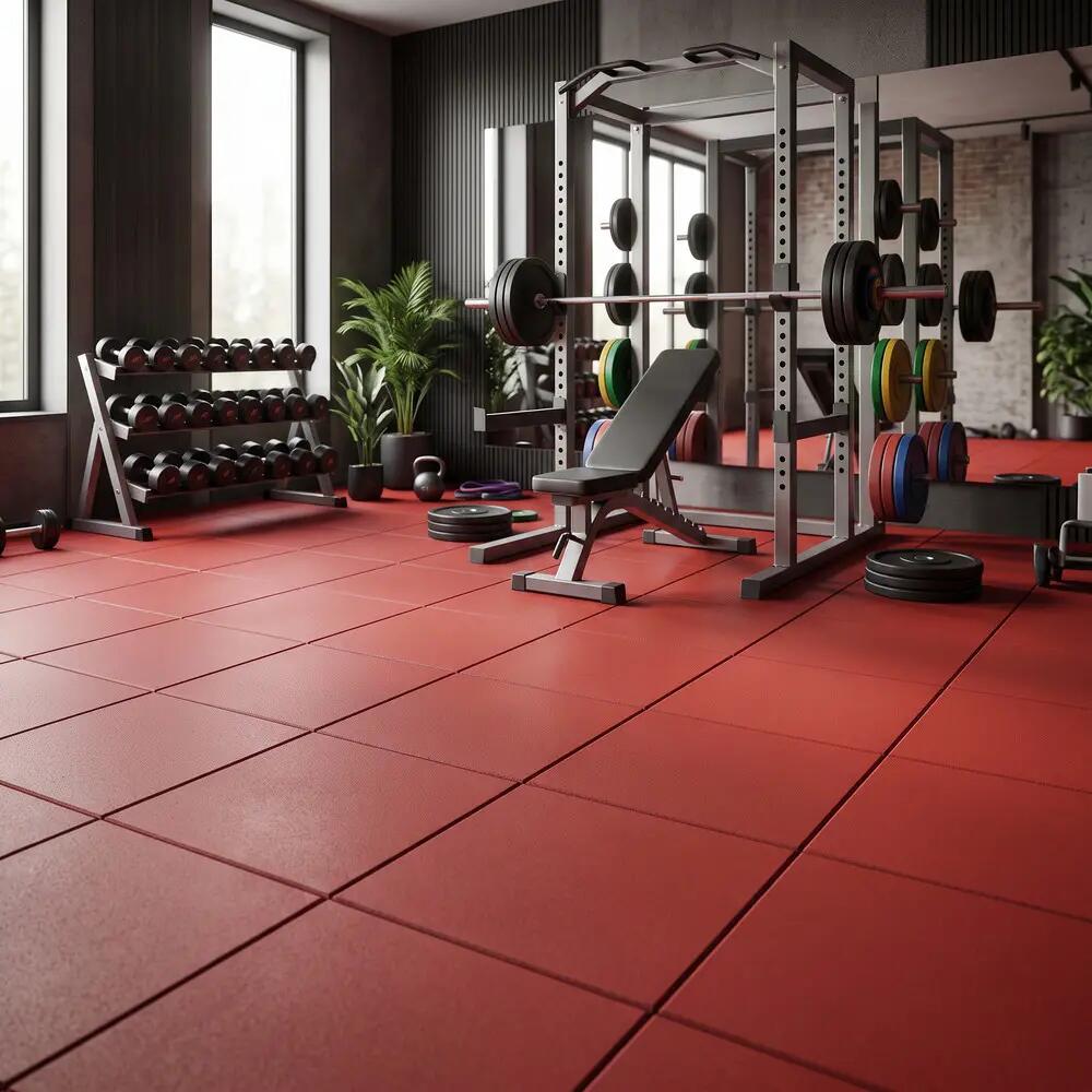 ARQUICAUCHO Losetas de Caucho para Gimnasio Pack 2. 50x50cm x 20mm Rojo 5/8