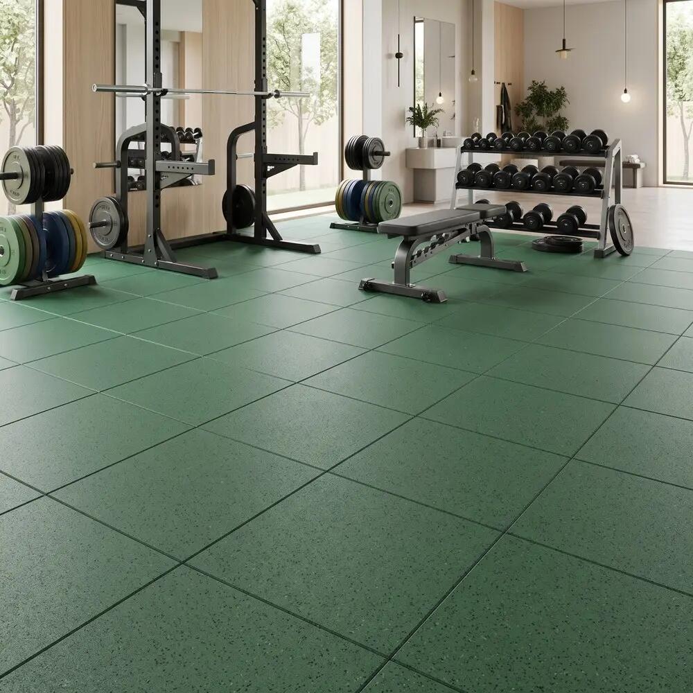 ARQUICAUCHO Losetas de Caucho para Gimnasio Pack 16. 50x50cm x 20mm Verde 6/9