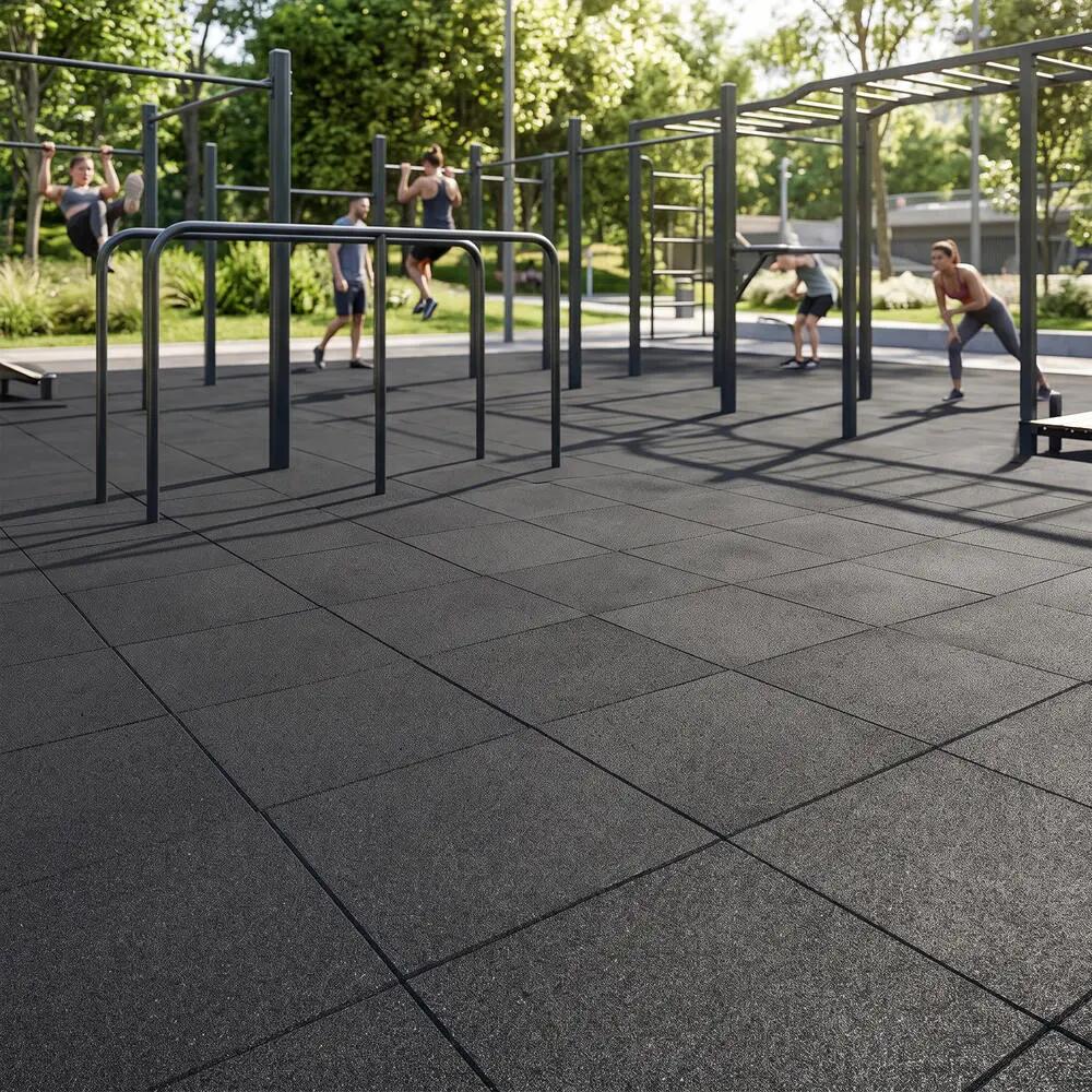 Losetas de Caucho Profesional para Gimnasio Pack 2 uds. 50x50cm x 40mm Negro 6/10