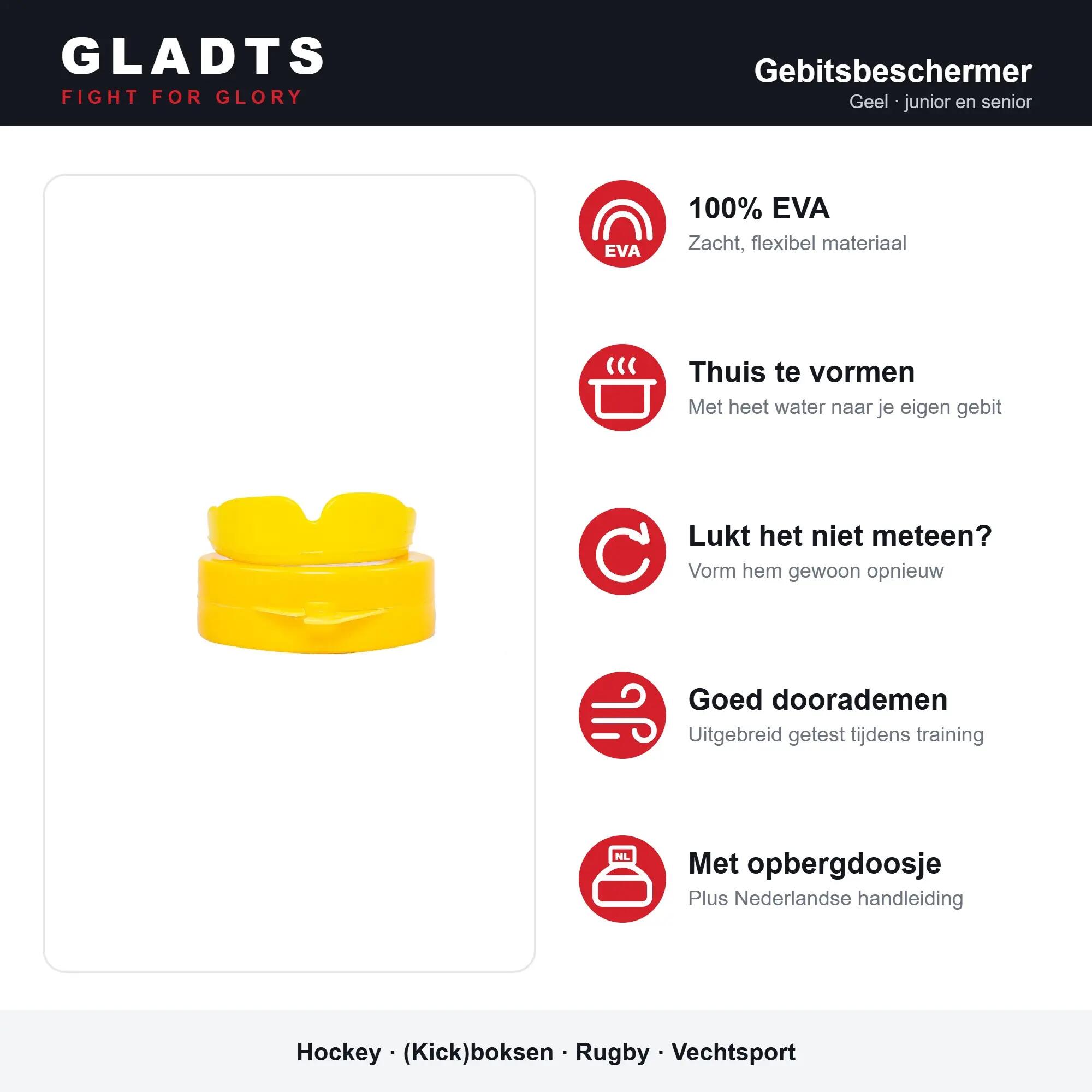 GLADTS Gebitsbeschermer Met Opbergdoosje - Geel 3/8