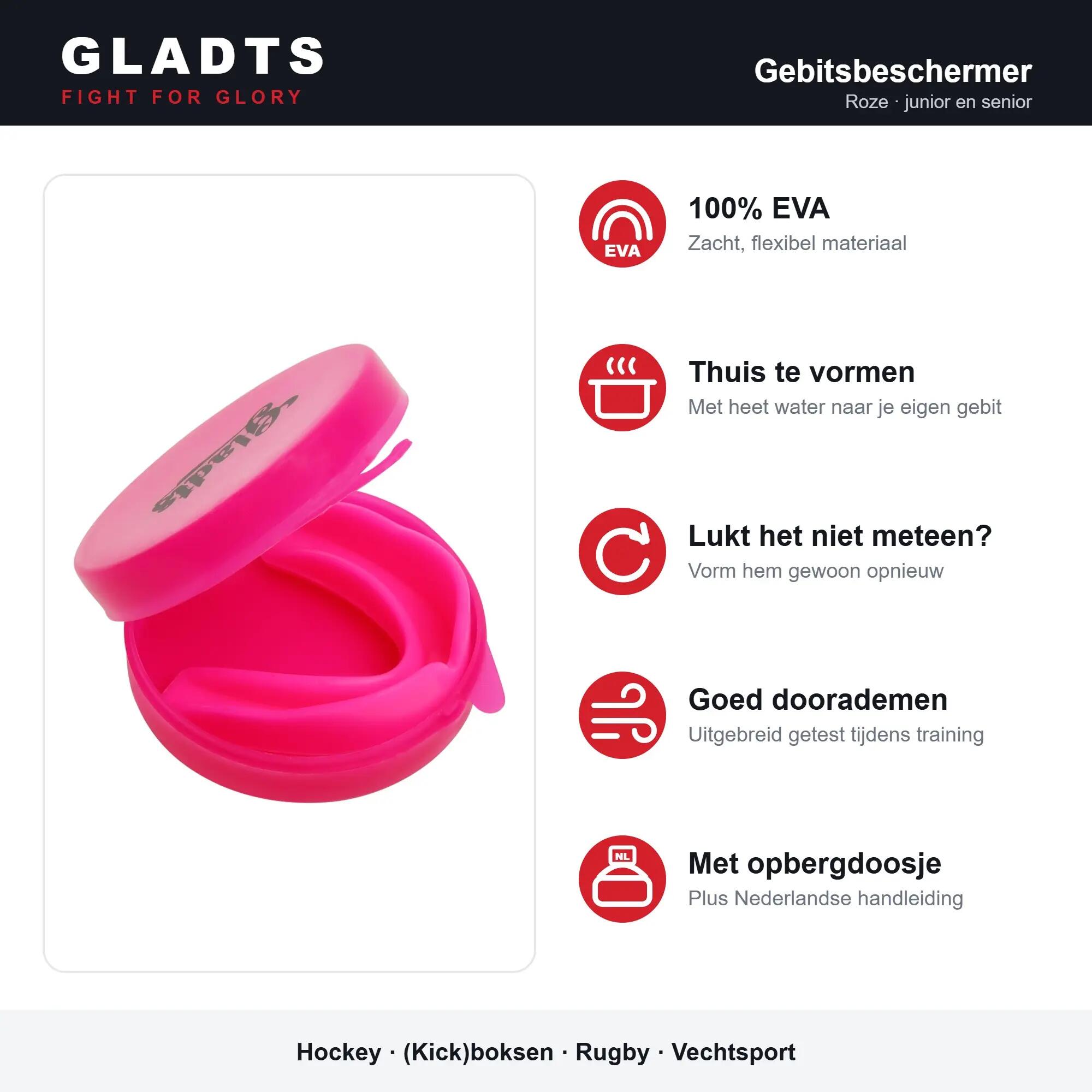 GLADTS Zahnschutz mit Aufbewahrungsbox - Rosa 3/7