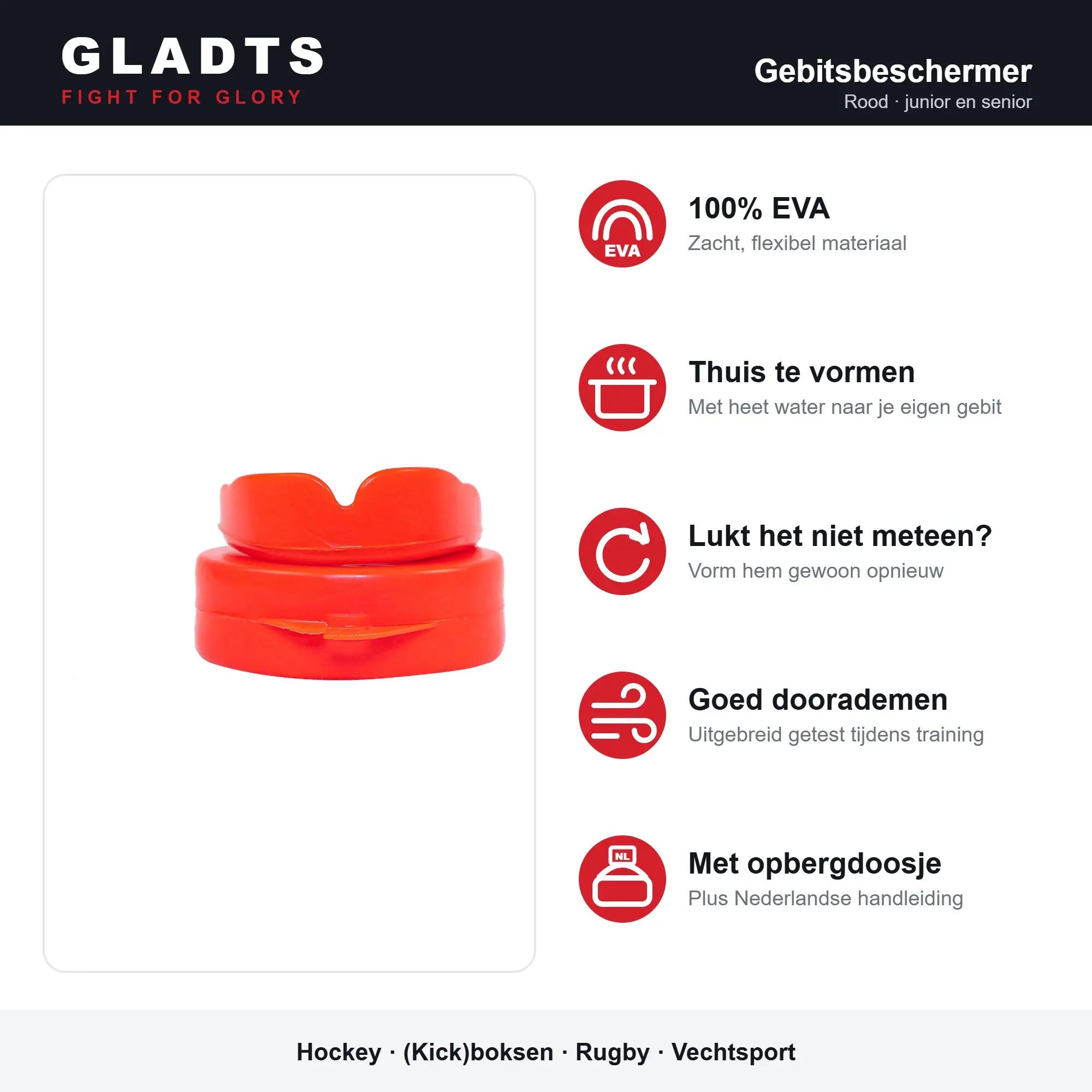 Protetor bucal GLADTS com estojo - Vermelho 3/7