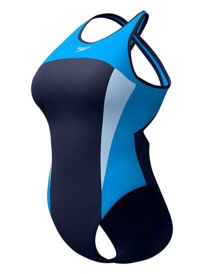 Maillot de bain femme col haut X Back Splice bleu