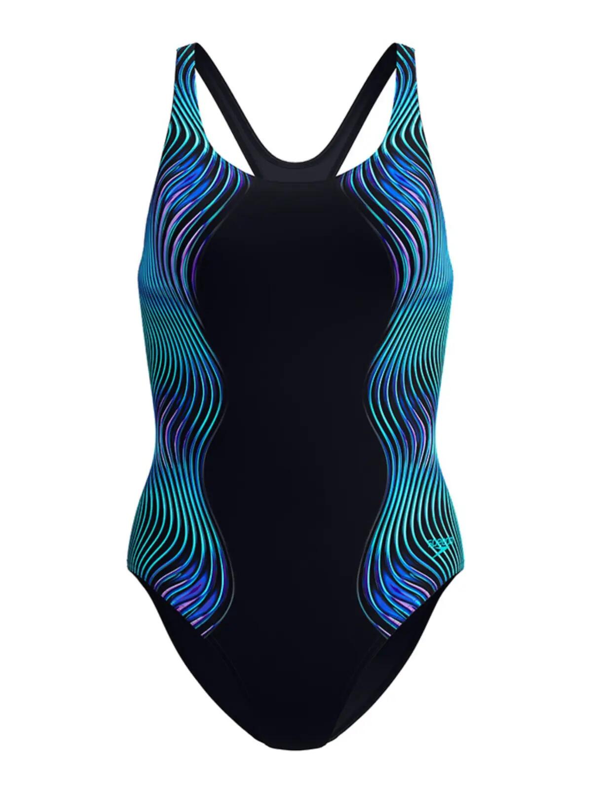 Maillot de bain Speedo Print Medalist Femme Noir & Bleu Multi 6/7