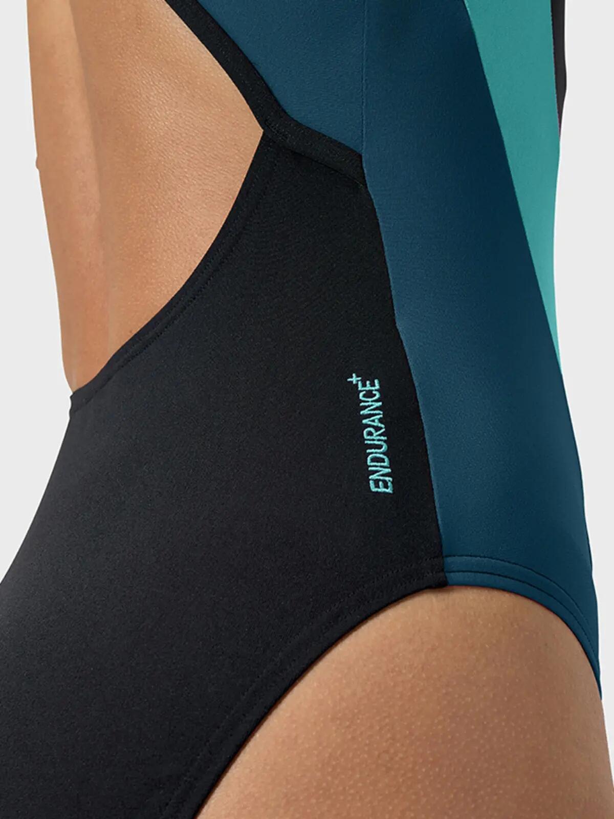 Dames High Neck X Back Badpak Splice Blauw & Zwart Multi 5/7