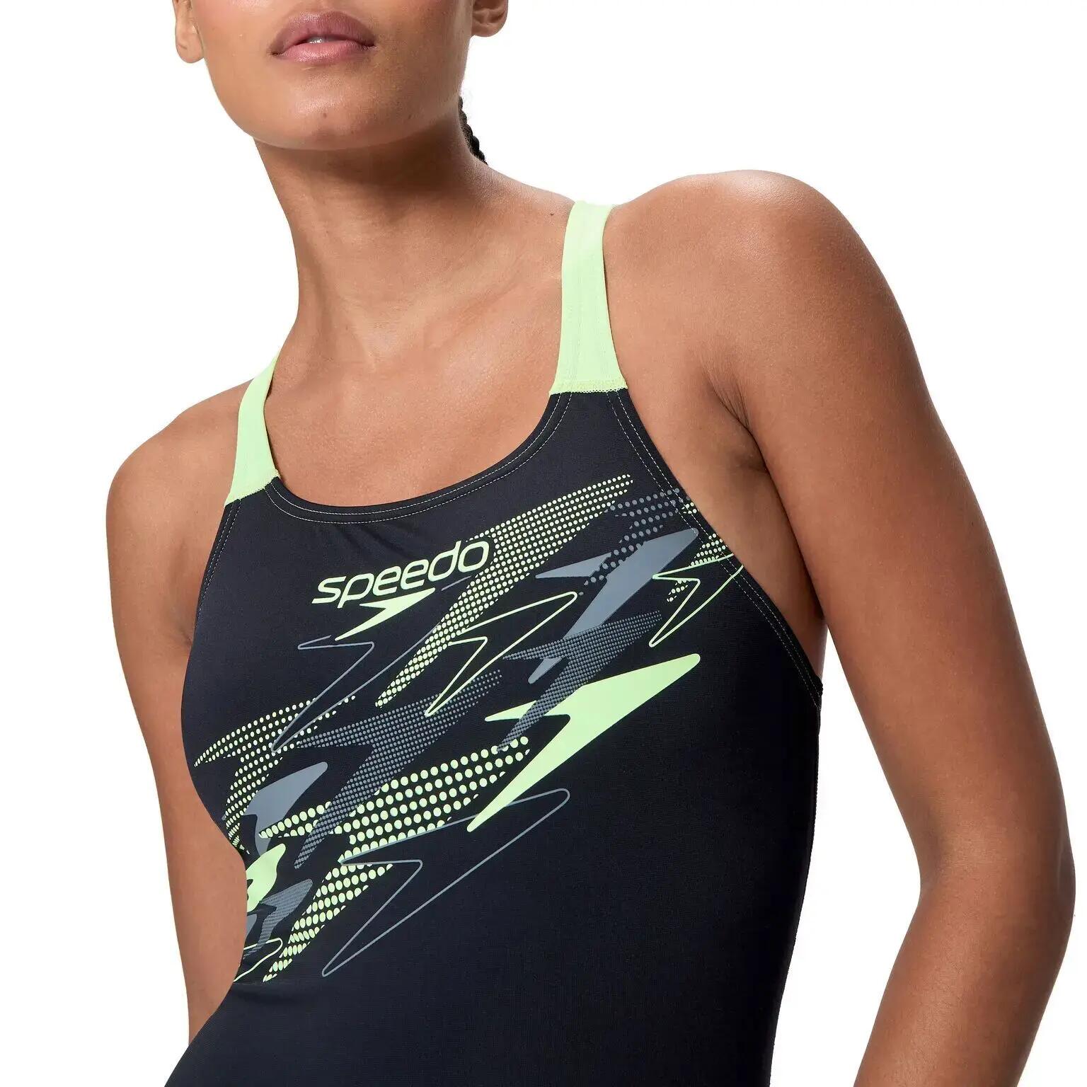 Speedo Dames Badpak Medley Logo Medalist Zwart/Groen 6/6