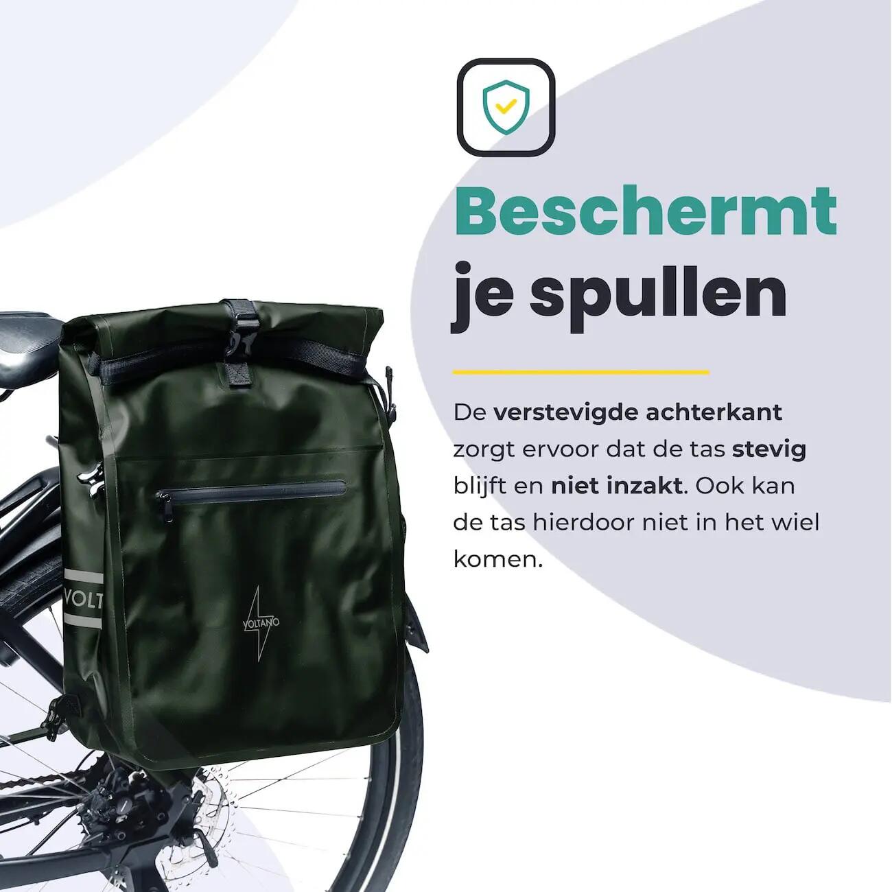 Voltano Luxe E-bike Fietstas / Rugtas - Olijf Groen - 28L - Laptopvak 3/7
