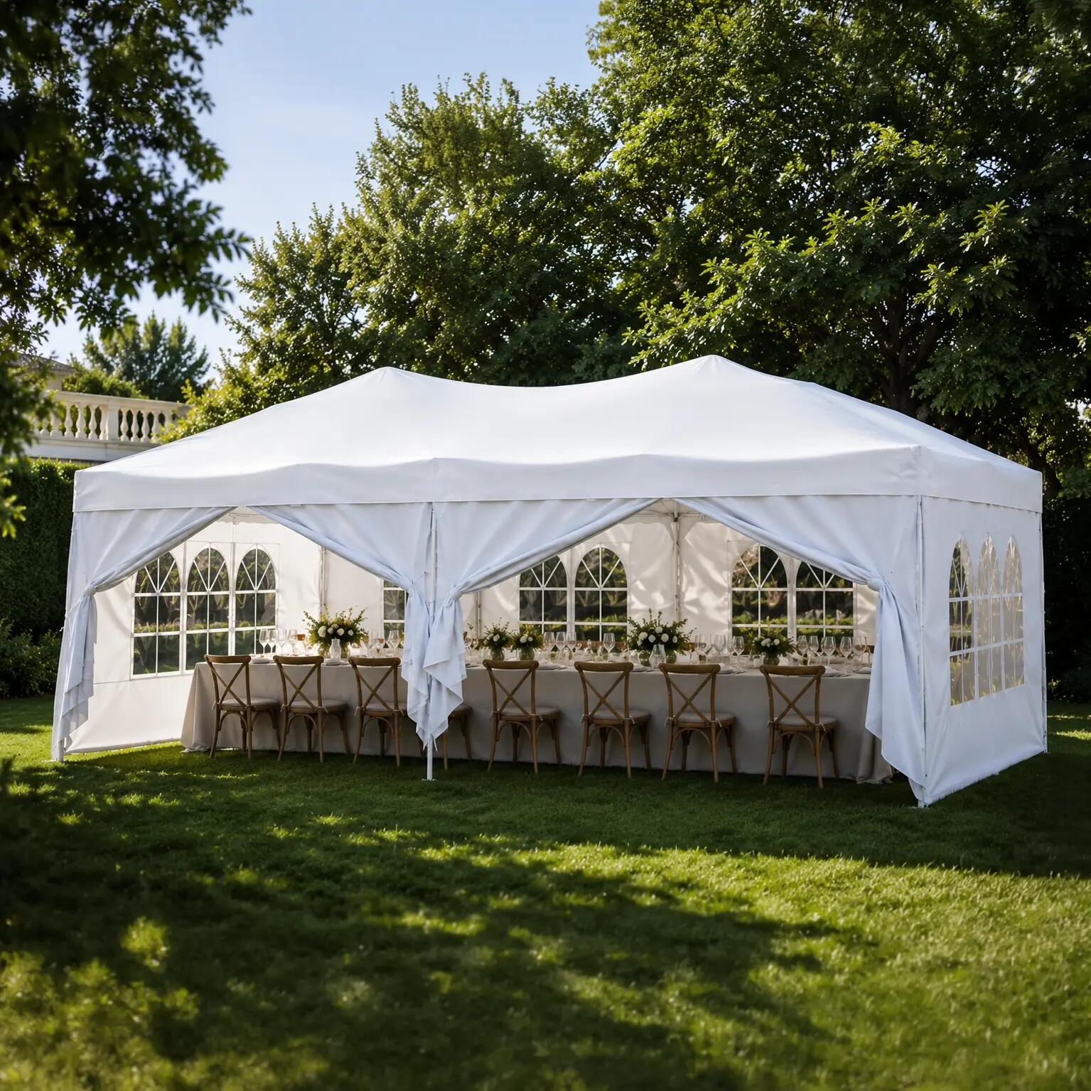 Tenda dobrável 6x3 m com 6 paredes e estrutura reforçada 8/9
