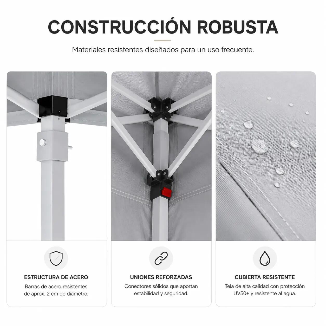 Tenda dobrável 3x3 m com 4 paredes laterais e estrutura reforçada 3/8