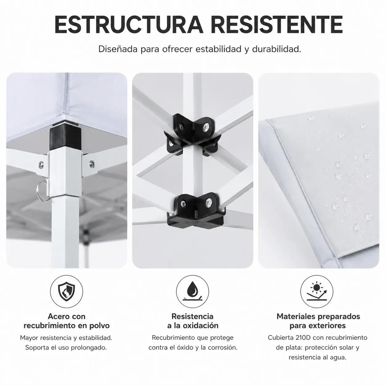 Tenda dobrável 6x3 m com 6 paredes e estrutura reforçada 3/9