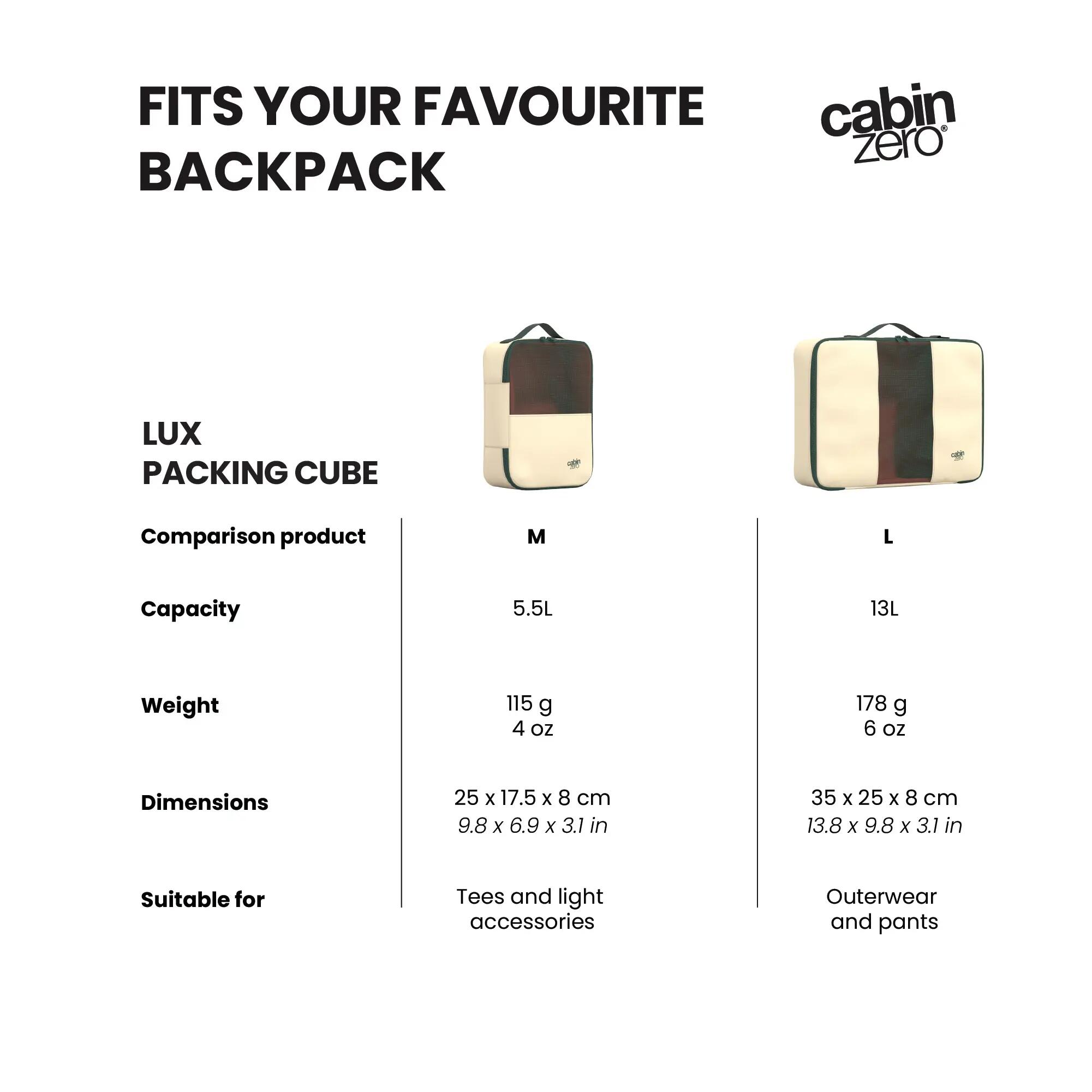 Lux Packing Cube L, Structured Clothing Organiser for Travel and Outdoors 7/11