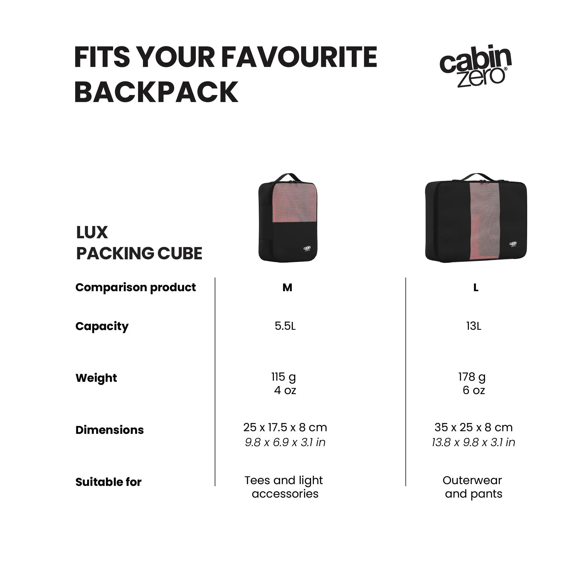 Lux Packing Cube L, Structured Clothing Organiser for Travel and Outdoors 7/11