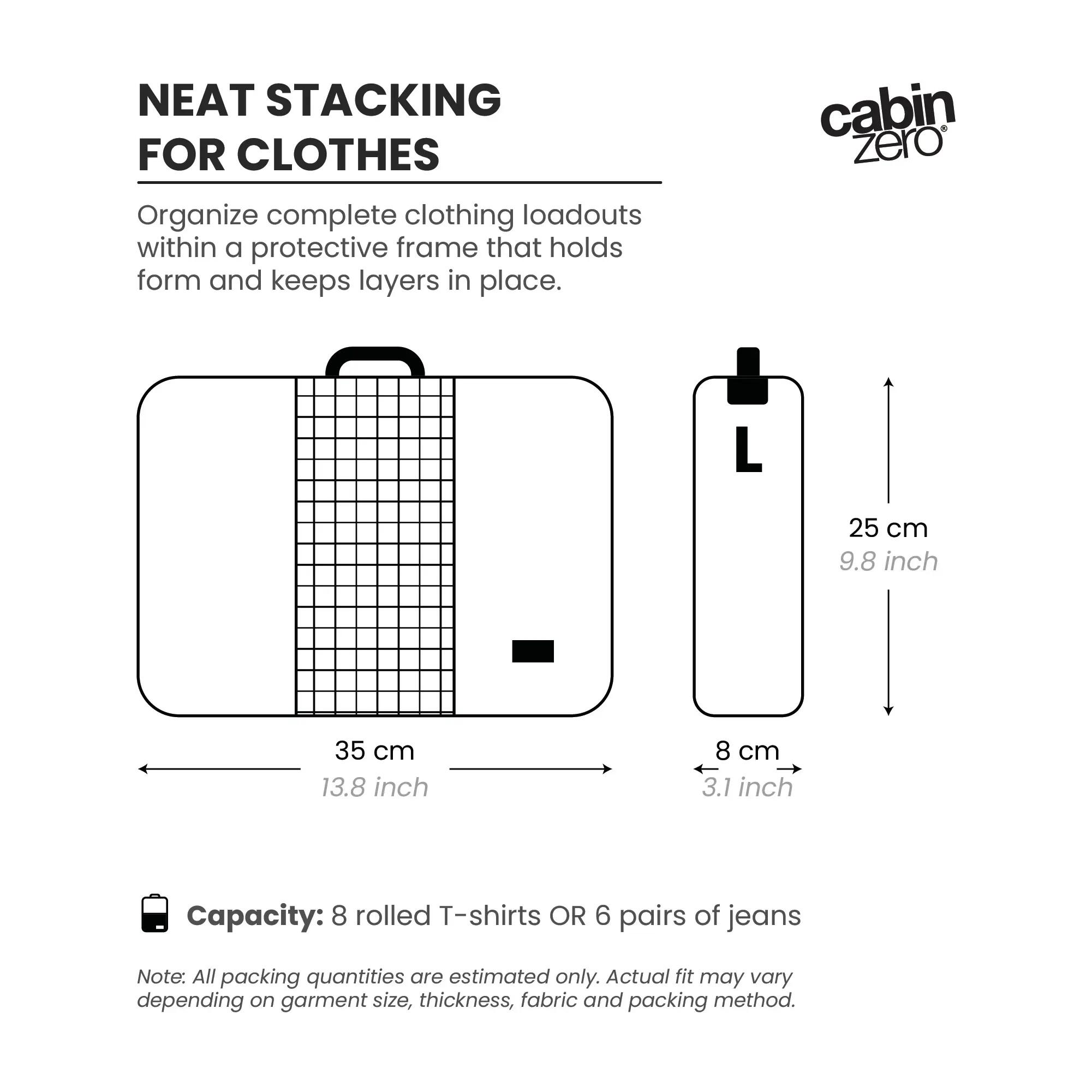 Lux Packing Cube L, Structured Clothing Organiser for Travel and Outdoors 3/11
