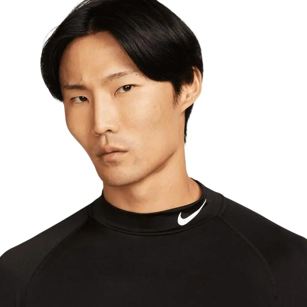 Mens Pro DriFIT Mock Neck LongSleeved Base Layer Top (Black) 5/5