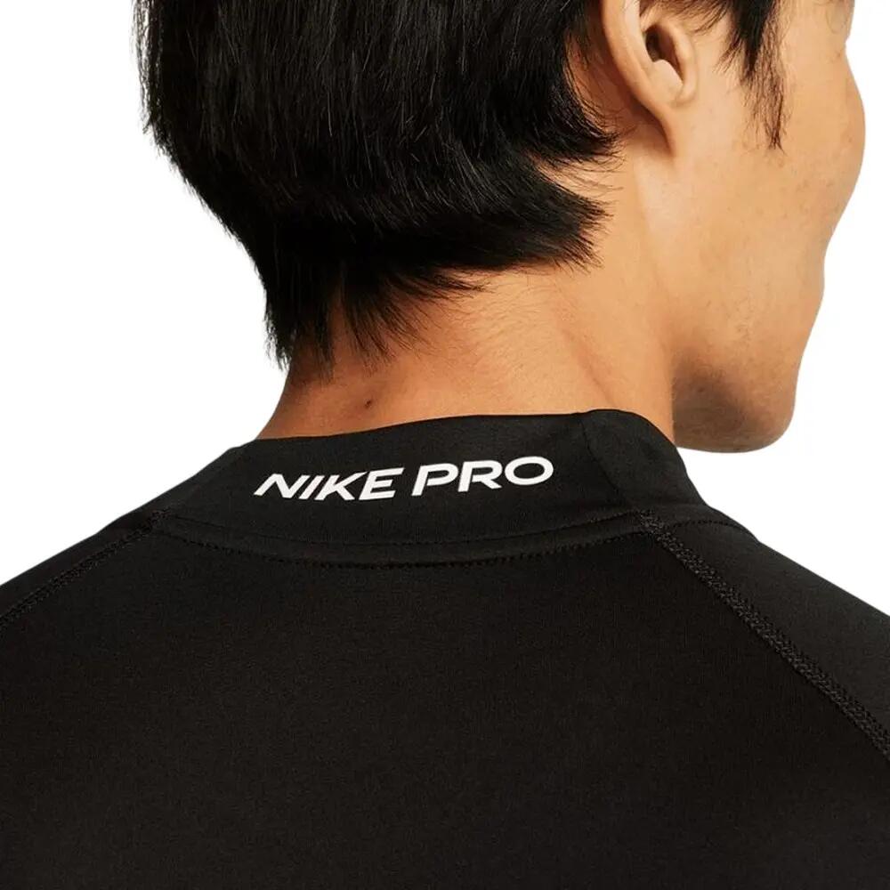 Mens Pro DriFIT Mock Neck LongSleeved Base Layer Top (Black) 4/5