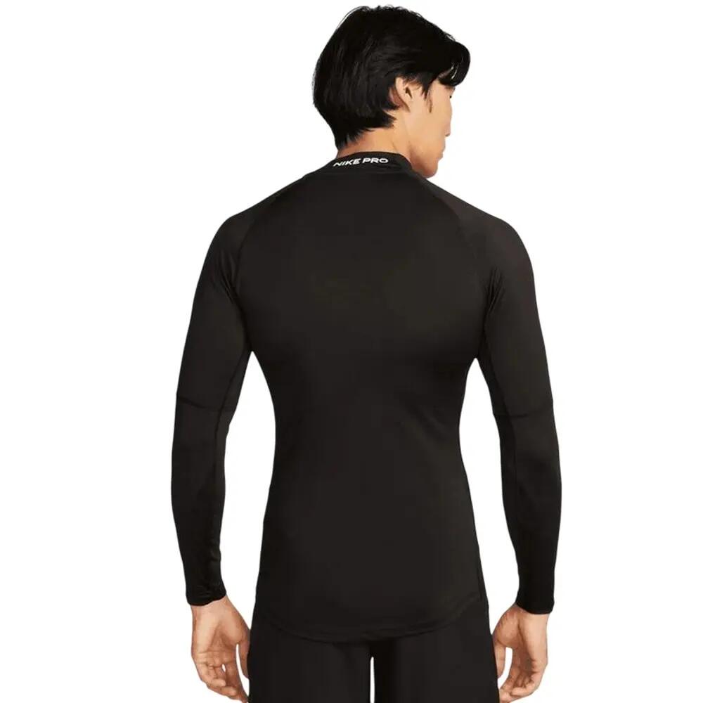 Mens Pro DriFIT Mock Neck LongSleeved Base Layer Top (Black) 3/5