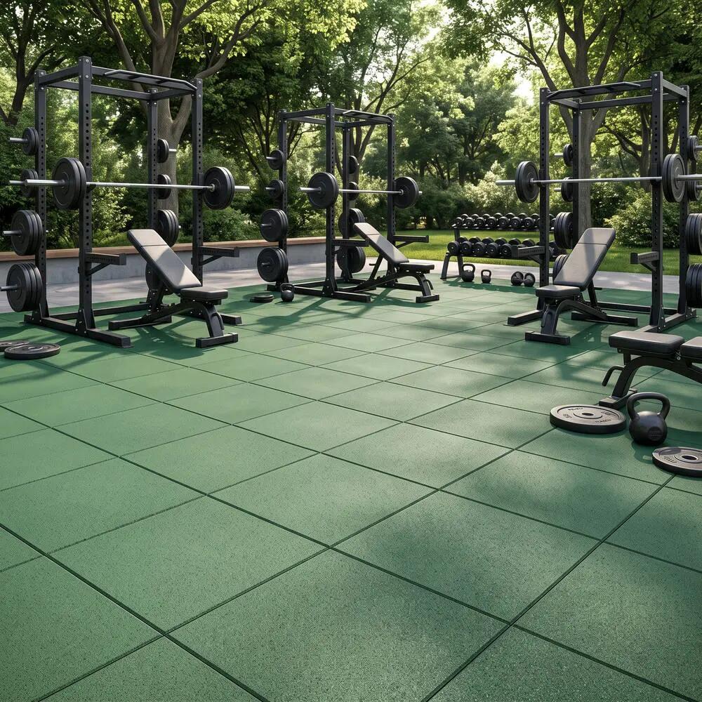 Losetas de Caucho Profesional para Gimnasio Pack 12. 50x50cm x 40mm Verde 7/8