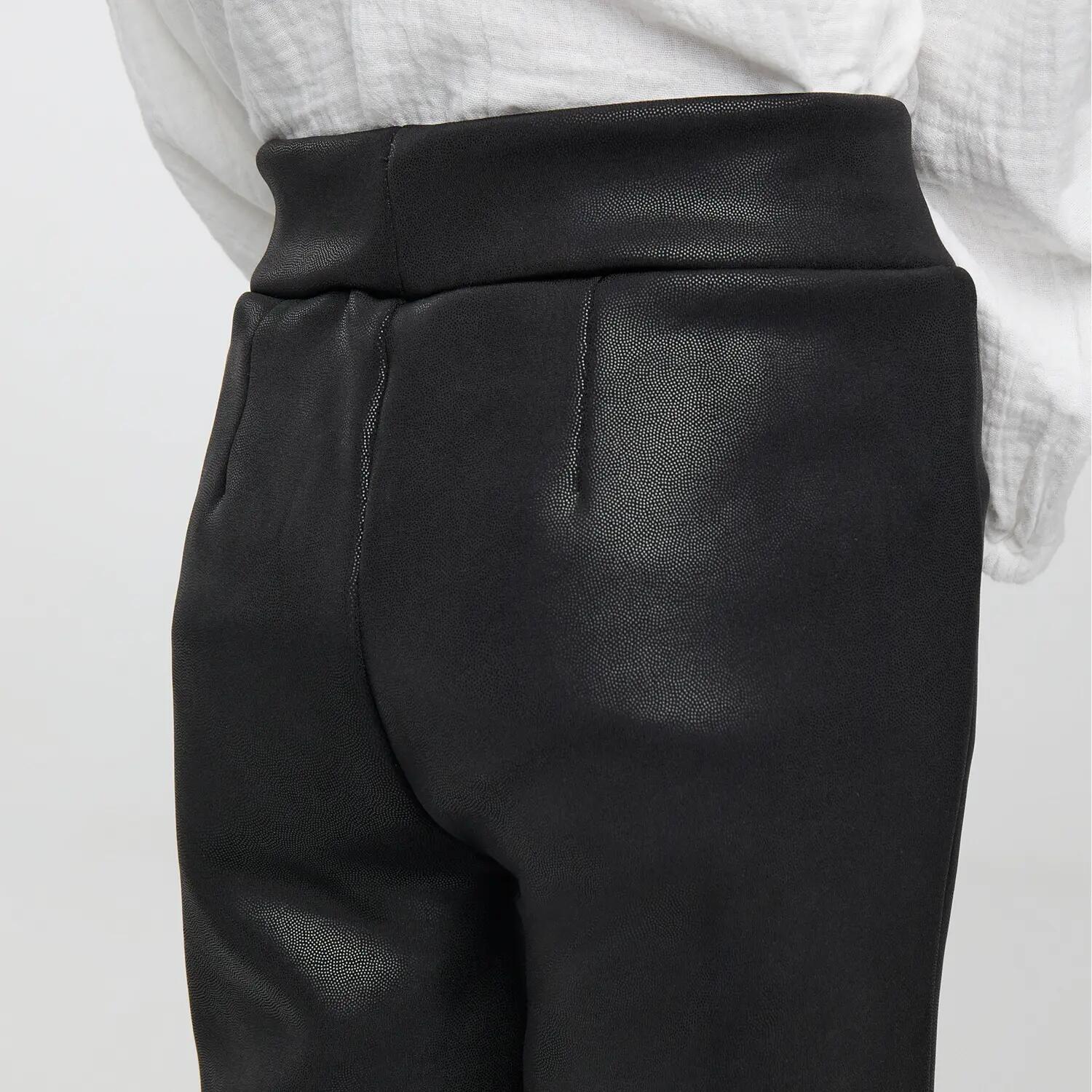 THERMIQUE Pantalon fille noir effet cuir évasé et molletonné 4/7