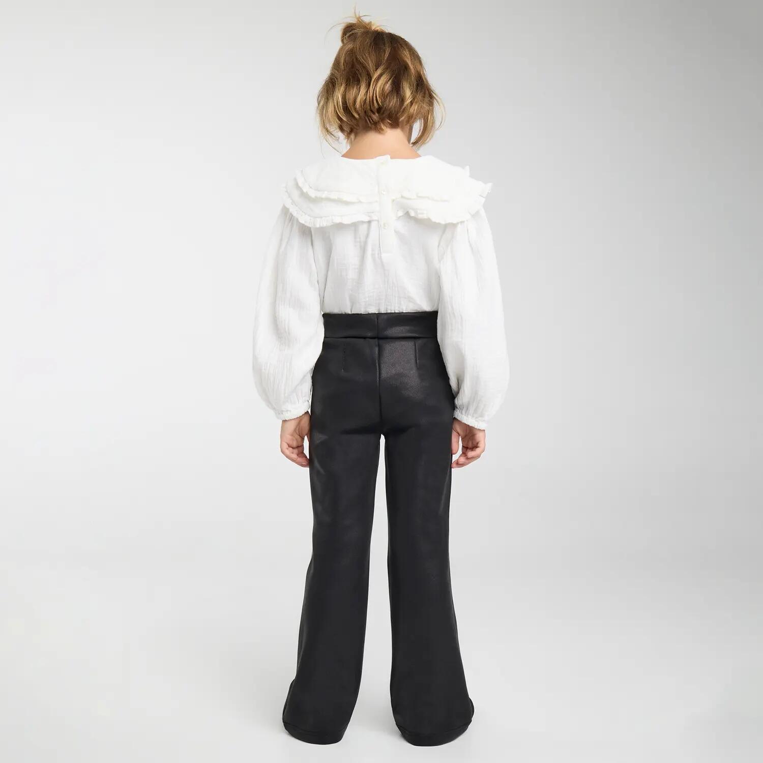 THERMIQUE Pantalon fille noir effet cuir évasé et molletonné 3/7