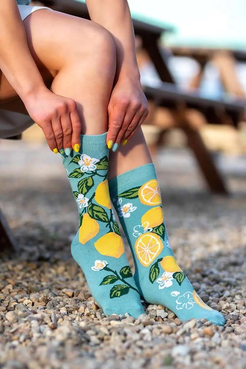 Șosete din bumbac Arty Socks cu Lamai Turcoaz 2/5