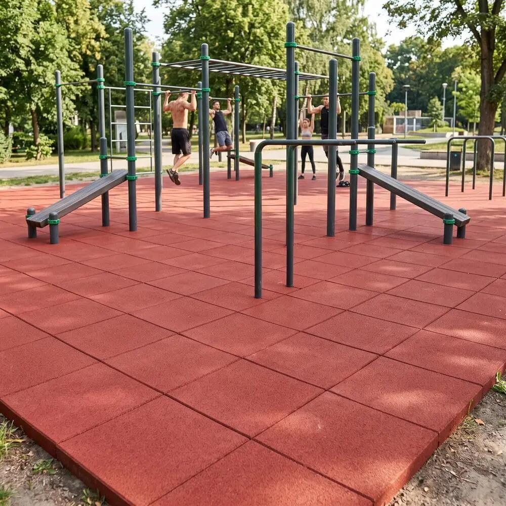 Losetas de Caucho Profesional para Gimnasio Pack 12. 50x50cm x 40mm Rojo 6/10
