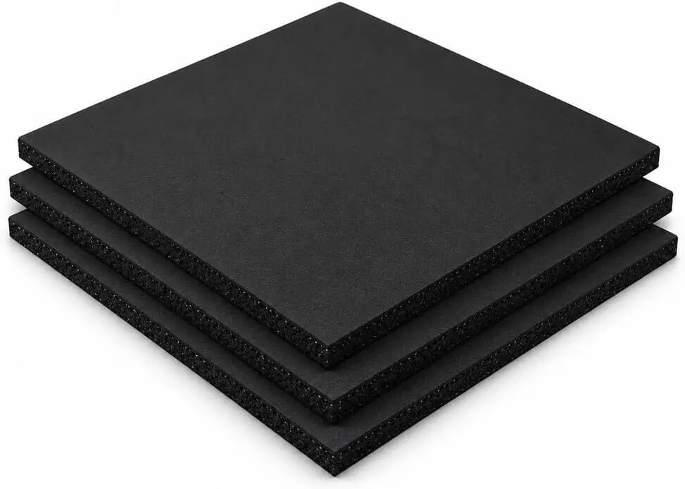 Losetas de Caucho Profesional para Gimnasio Pack 16 uds. 50x50cm x 40mm Negro 1/8