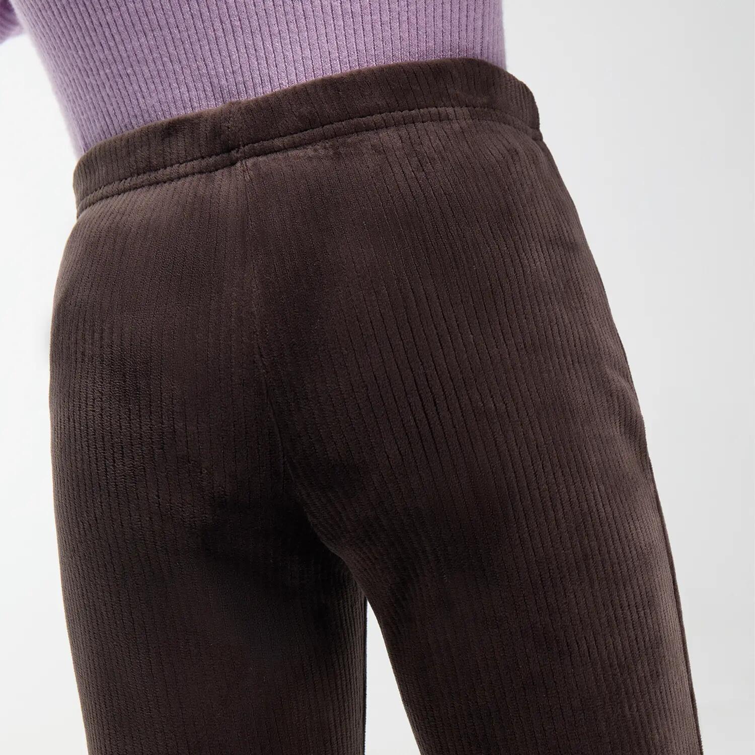 ULTRA THERMIQUE Pantalon fille marron chocolat molletonné effet velours côtelé 4/6