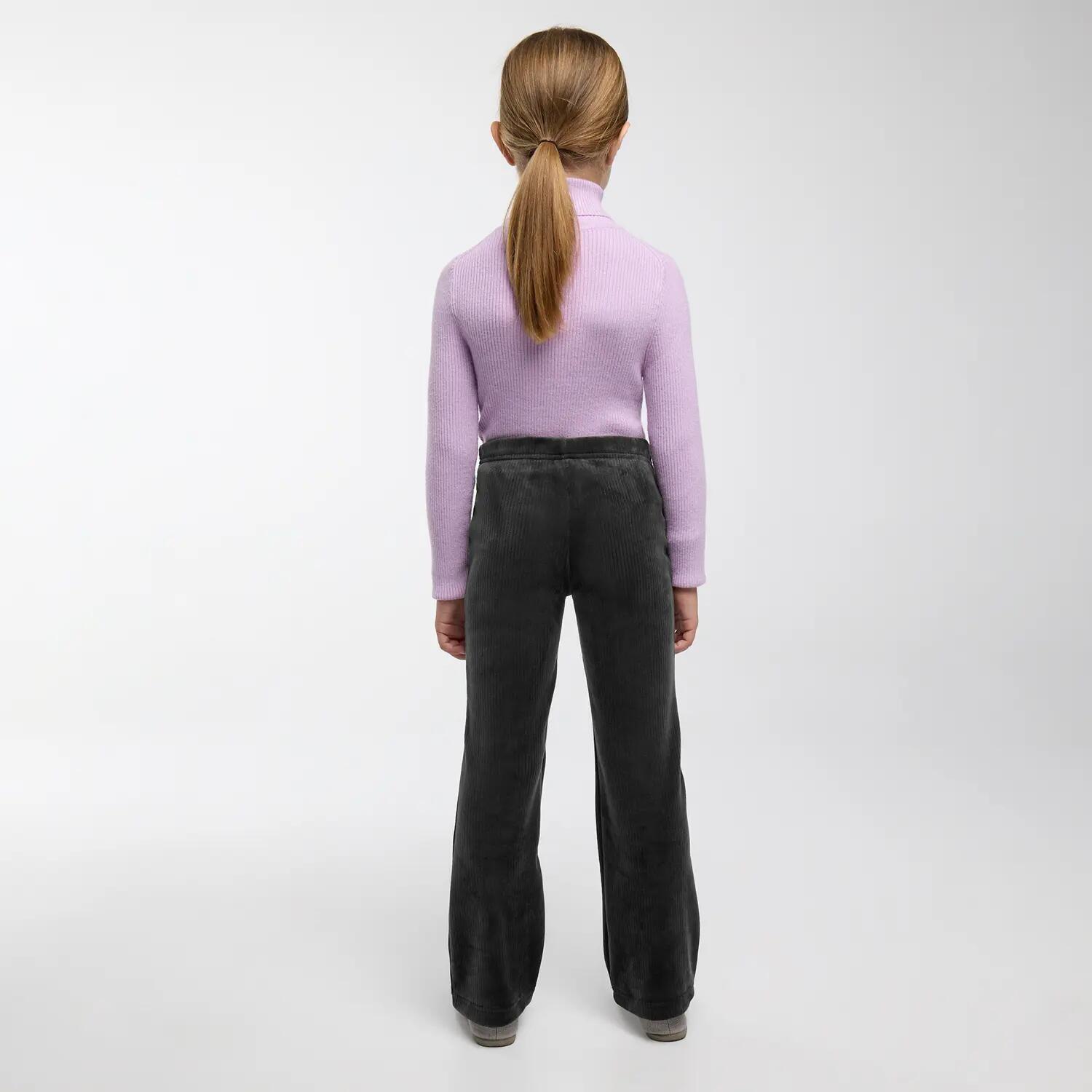 ULTRA THERMIQUE Pantalon fille noir molletonné effet velours côtelé 3/5