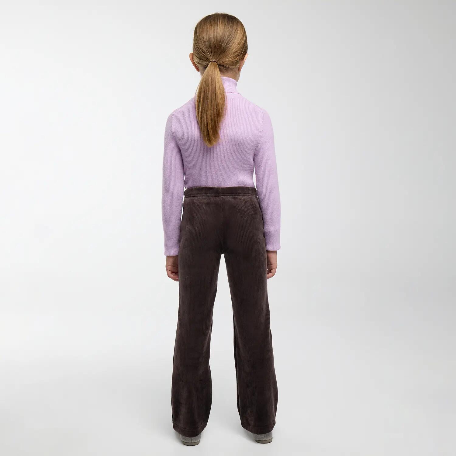 ULTRA THERMIQUE Pantalon fille marron chocolat molletonné effet velours côtelé 3/6