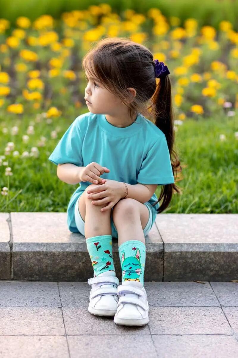 Șosete bumbac Arty Socks Pisica Hippie Albastru Pal 5/6