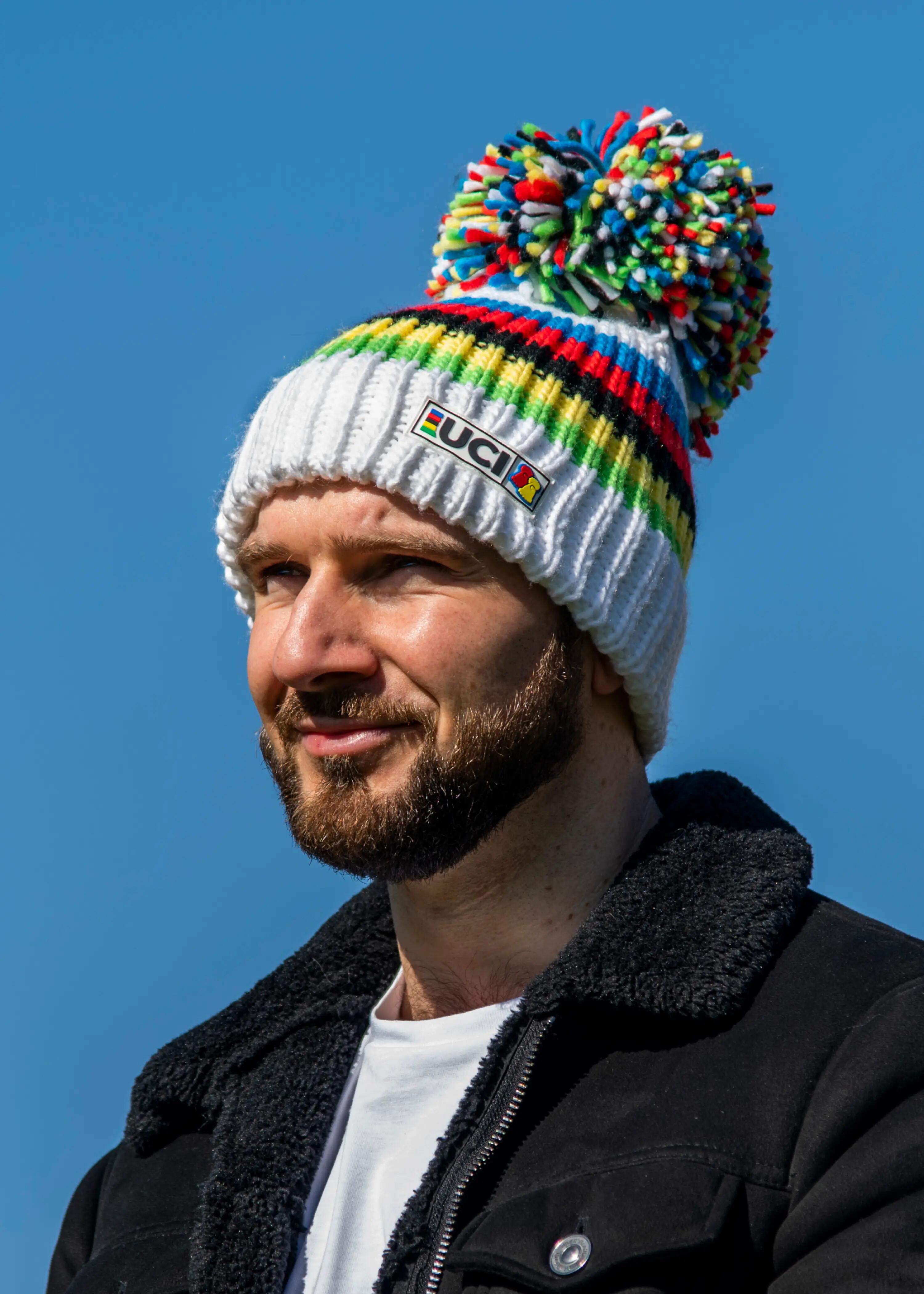 Mütze Big Bobble Hats UCI White Rainbow Stripes 4/4