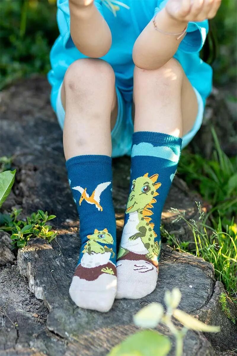 Șosete bumbac  Arty Socks cu Dinozaur Verde 6/6