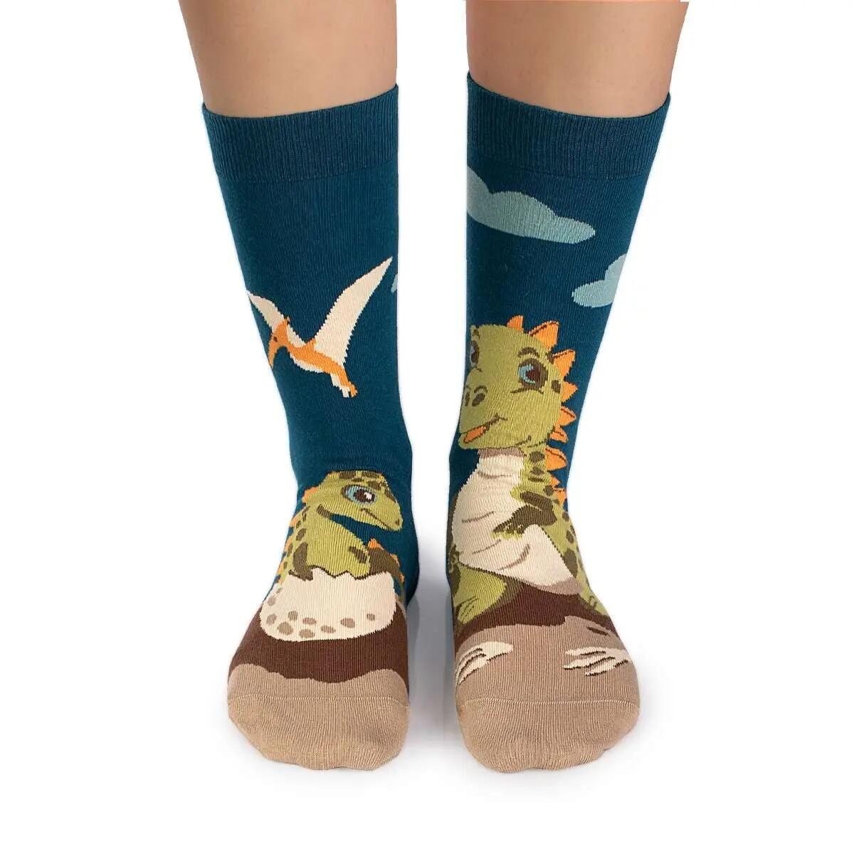 Șosete bumbac  Arty Socks cu Dinozaur Verde 2/6