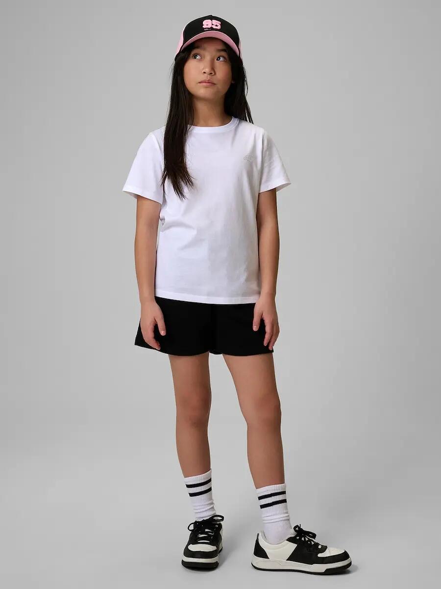 T-shirt regular gładki dziewczęcy 4F 3/7