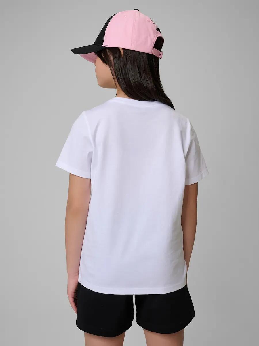 T-shirt regular gładki dziewczęcy 4F 2/7