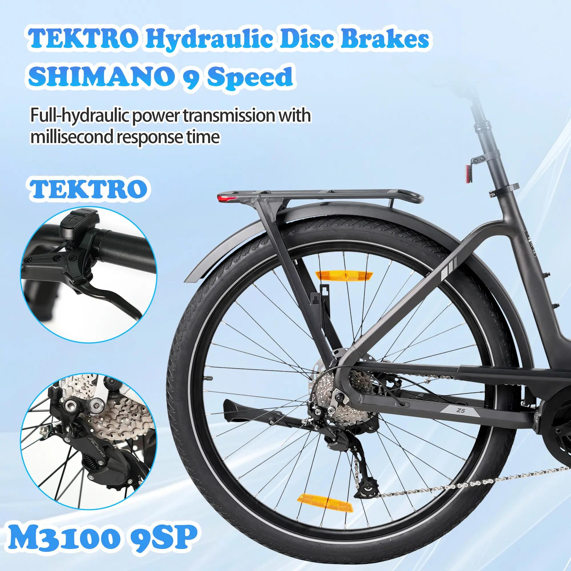 Z5 Bicicleta elétrica para adultos Bateria 36V 18Ah Pneus de 27,5 polegadas 7/11