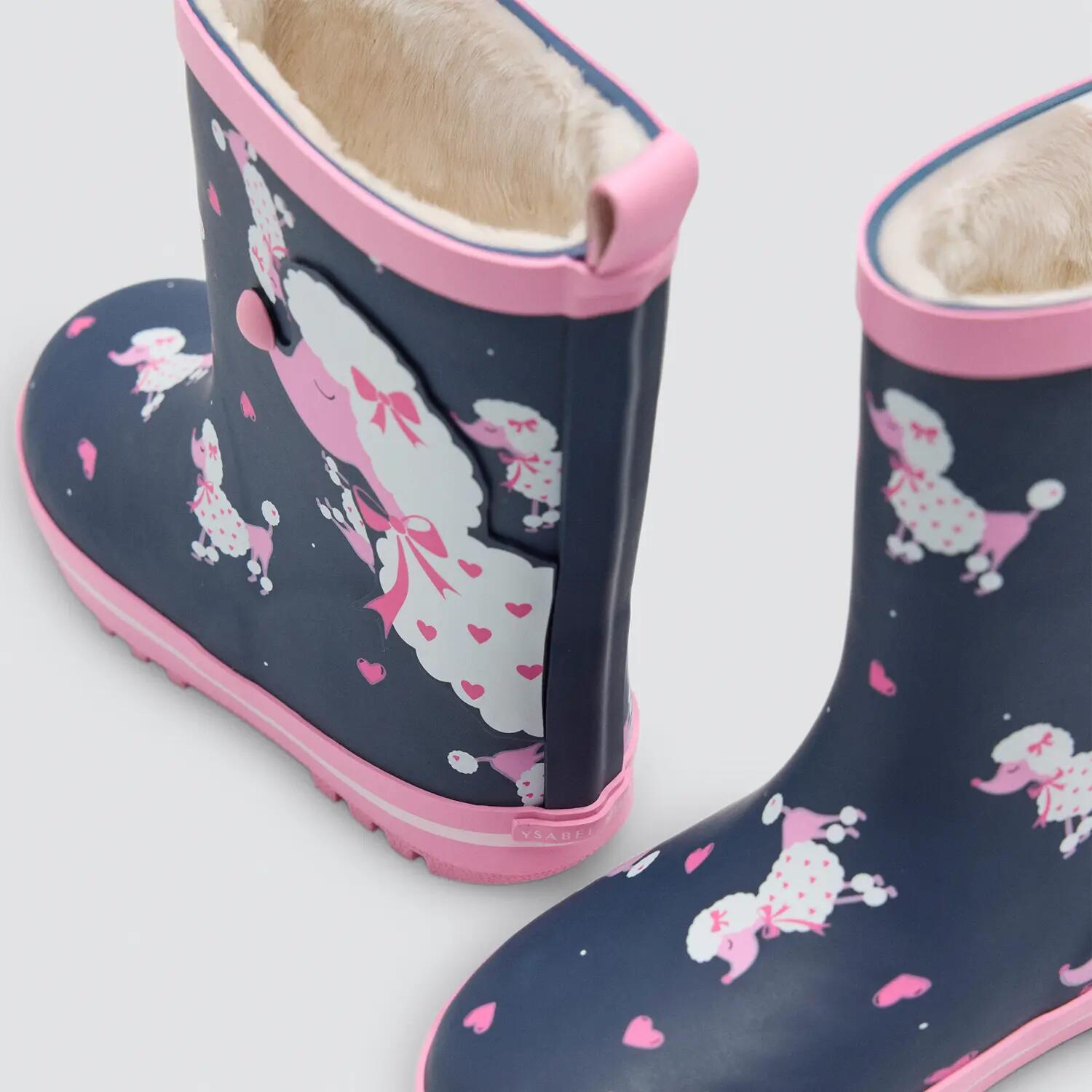 Bottes de pluie fille imprimé caniche doublure sherpa 4/7