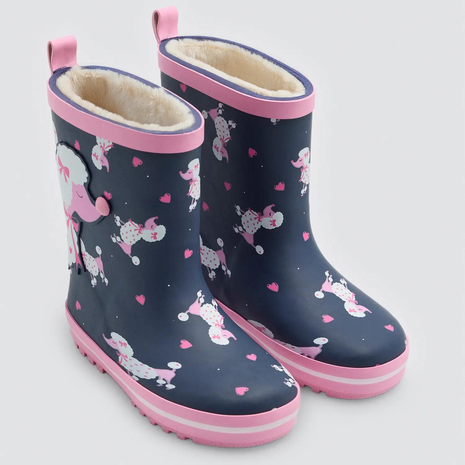 Bottes de pluie fille imprimé caniche doublure sherpa 2/7