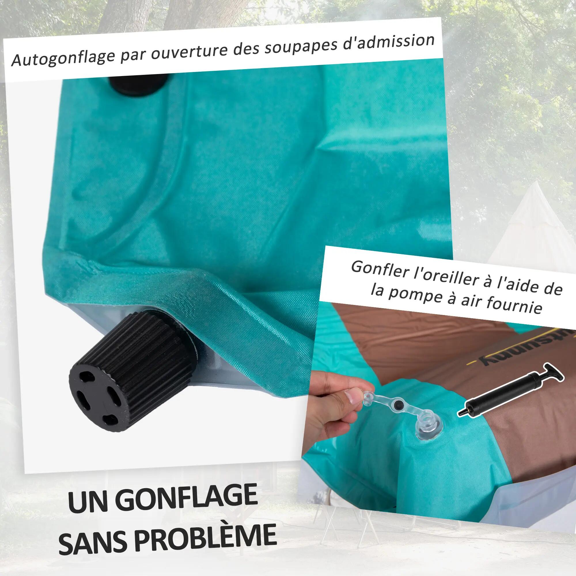 Matelas de camping 2 places autogonflant avec oreillers et sac 4/5