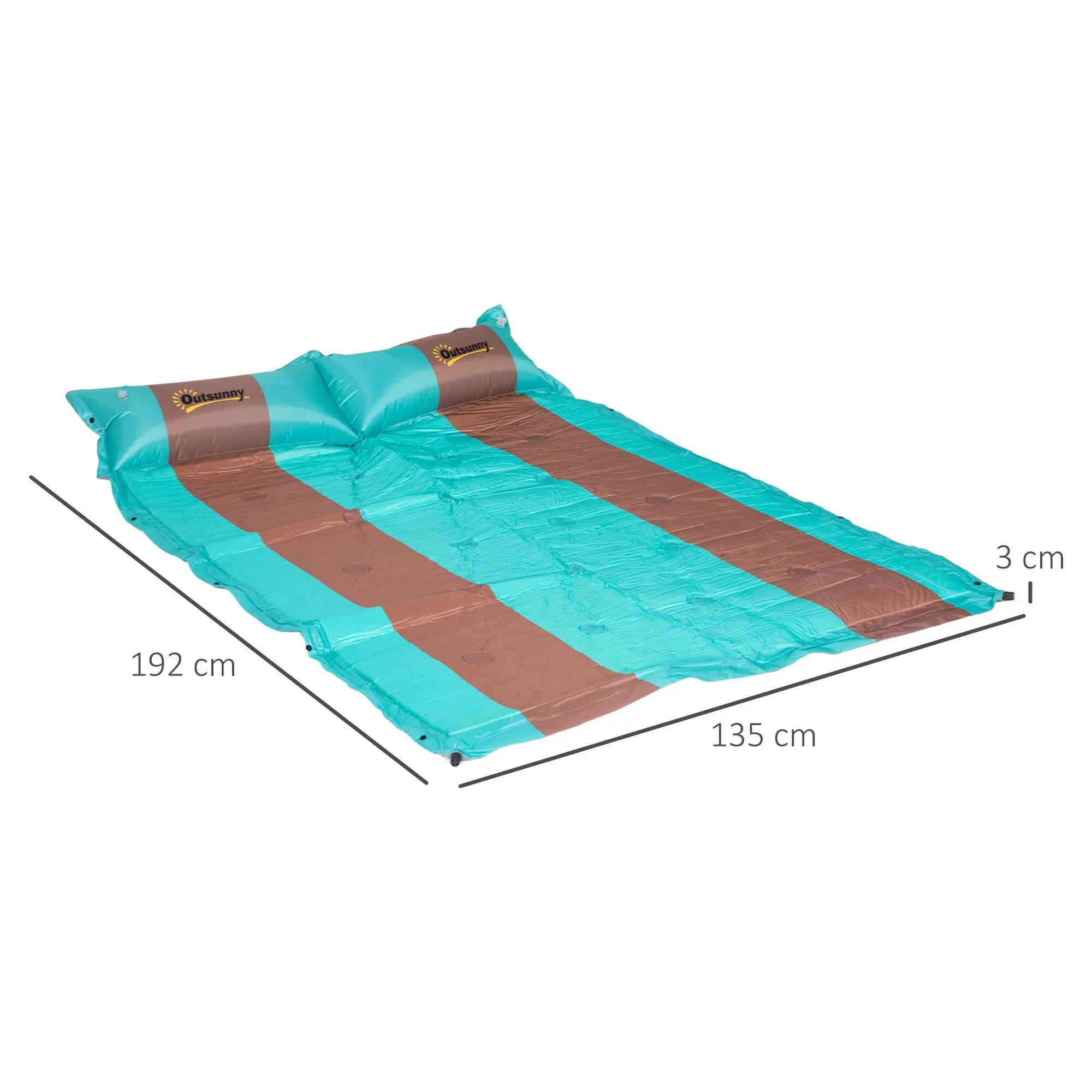 Matelas de camping 2 places autogonflant avec oreillers et sac 3/5