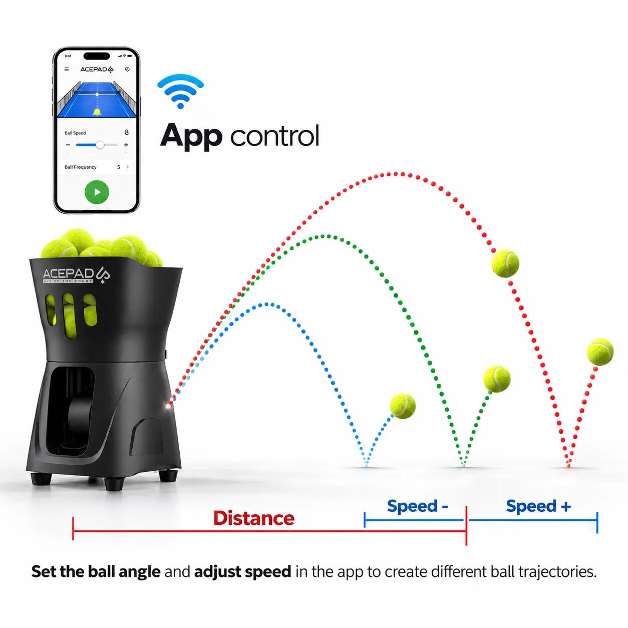 Padel-ballmaschine - app-steuerung 3/3