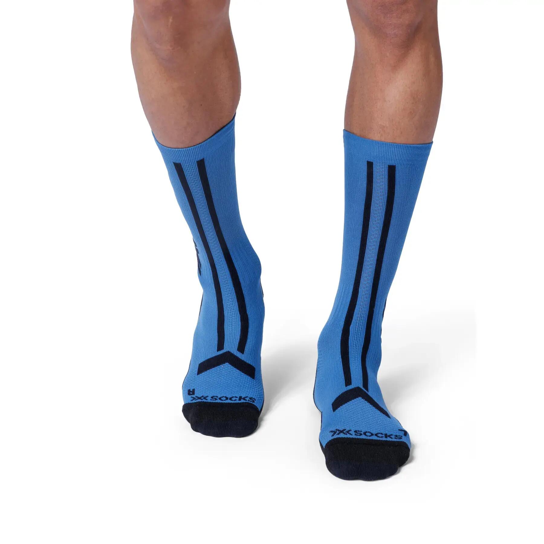X-Socks Trailrun Discover Crew Sokken Blauw/Zwart 3/4