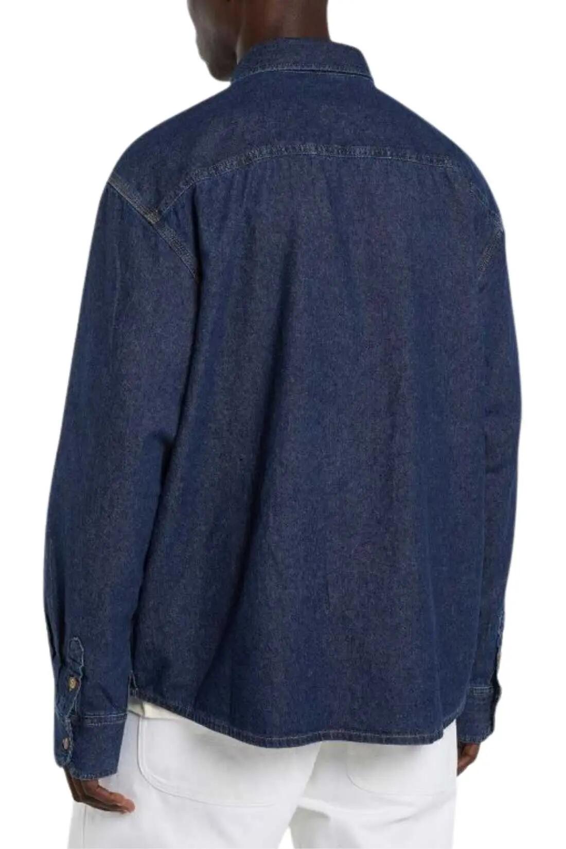 Pánska - športová - košeľa - relaxed strih, ľahký denim - námornícka modrá 3/3