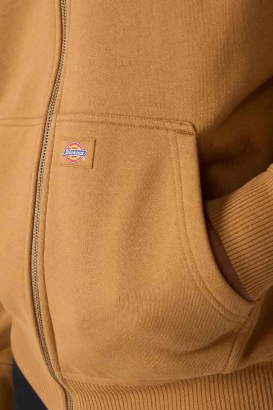 Pánska zapínacia mikina DICKIES x Thrasher s voľným strihom v karamelovohnedej 5/5