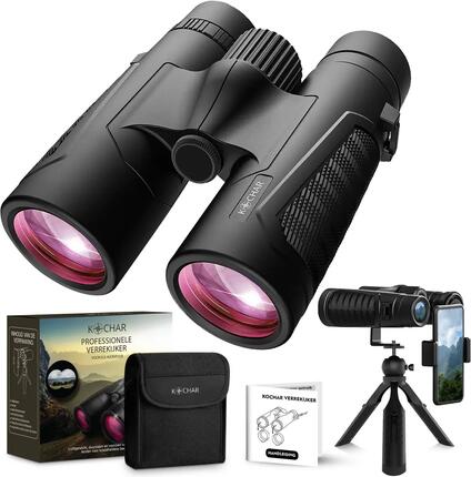 Jumelles 12x42 Étanches avec Prisme BAK-4, Trépied et Support Smartphone