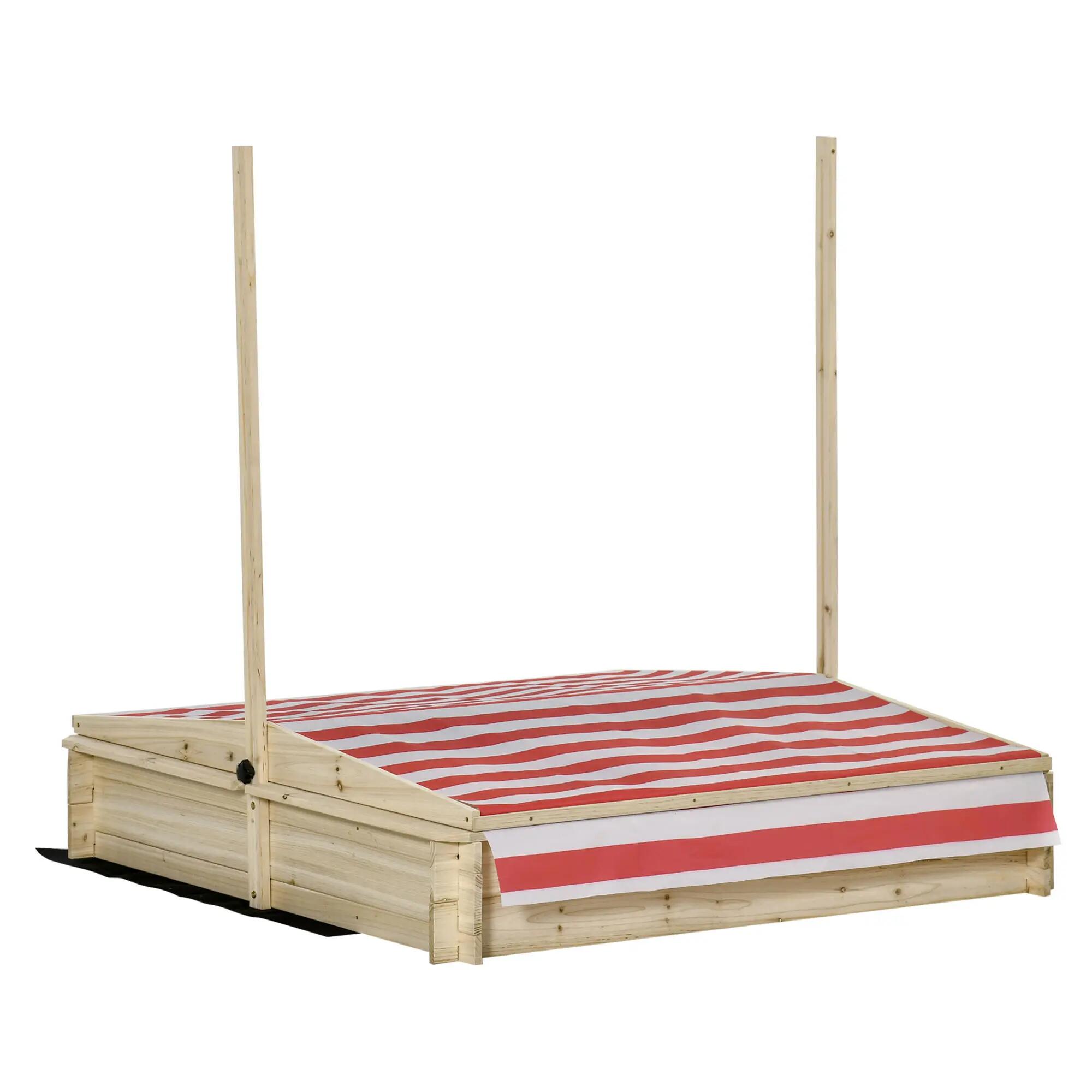 Bac à sable bois carré hauteur inclinaison toit réglables refermable 4/5