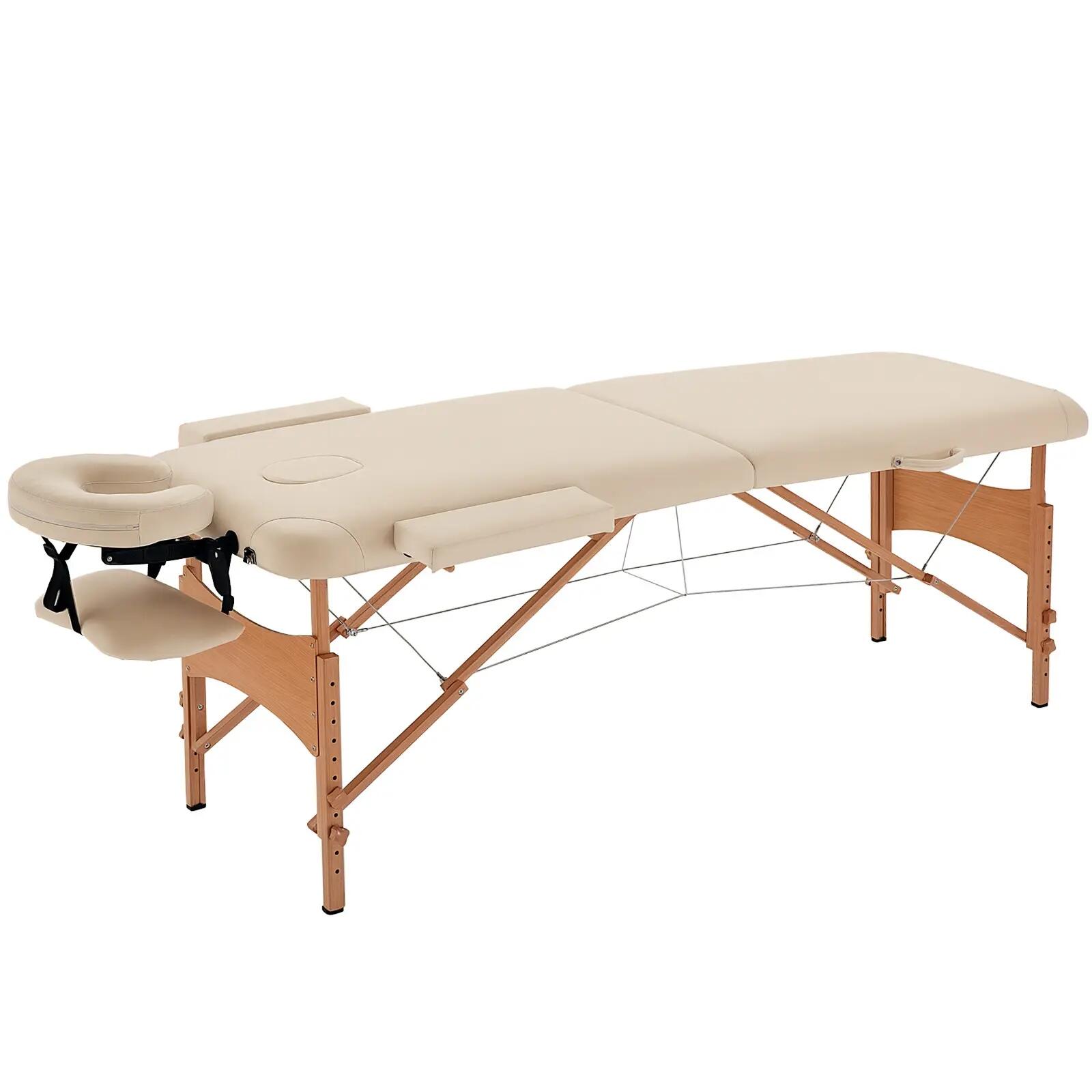 Table de massage pliante 2 zones avec sac et accessoires crème 1/5